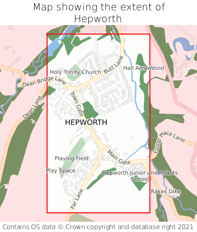 Map showing extent of Hepworth as bounding box