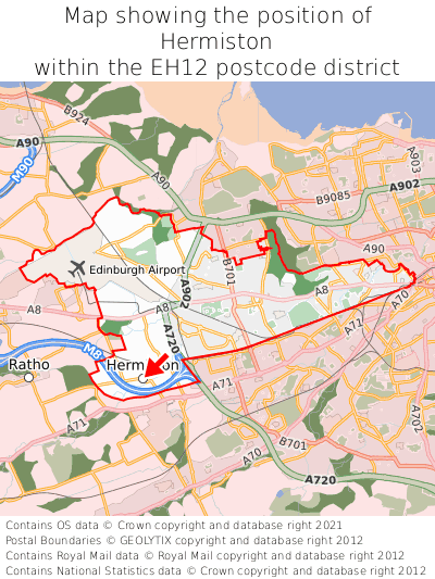 Map showing location of Hermiston within EH12