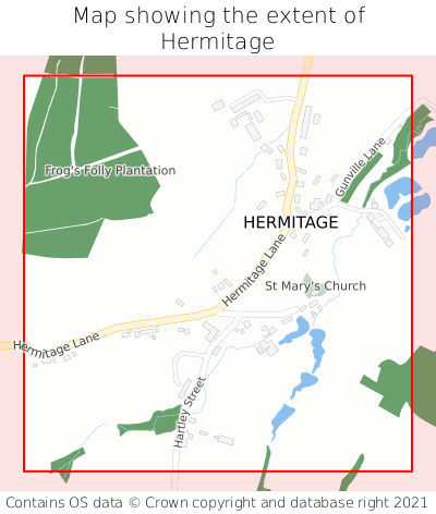 Map showing extent of Hermitage as bounding box