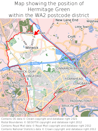 Map showing location of Hermitage Green within WA2