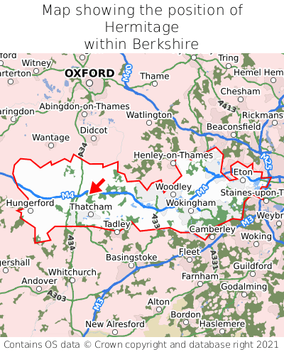 Map showing location of Hermitage within Berkshire
