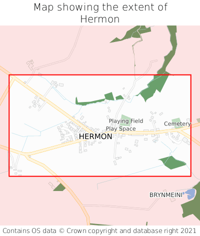 Map showing extent of Hermon as bounding box