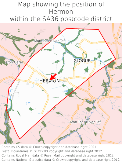 Map showing location of Hermon within SA36