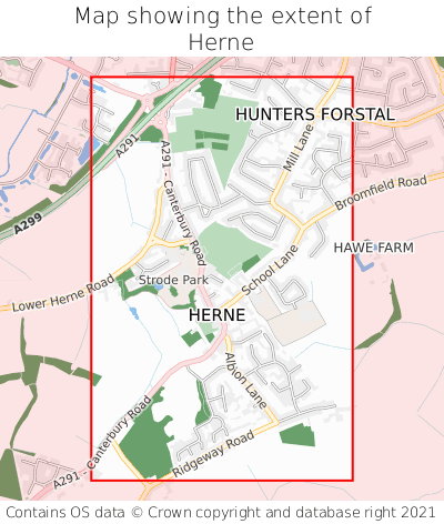 Map showing extent of Herne as bounding box