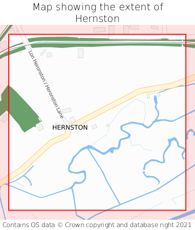 Map showing extent of Hernston as bounding box