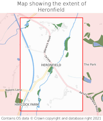 Map showing extent of Heronfield as bounding box