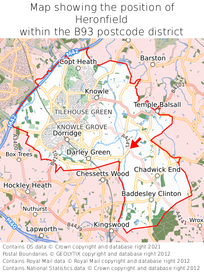 Map showing location of Heronfield within B93