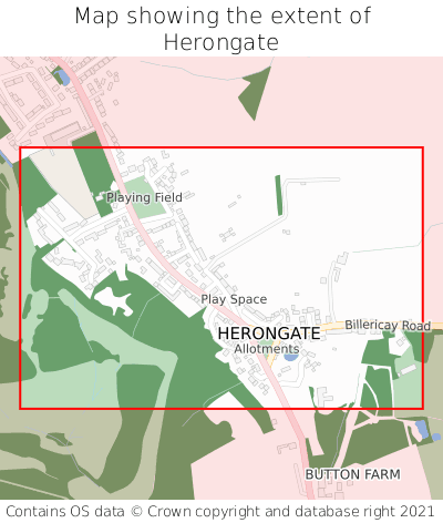 Map showing extent of Herongate as bounding box