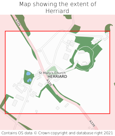 Map showing extent of Herriard as bounding box