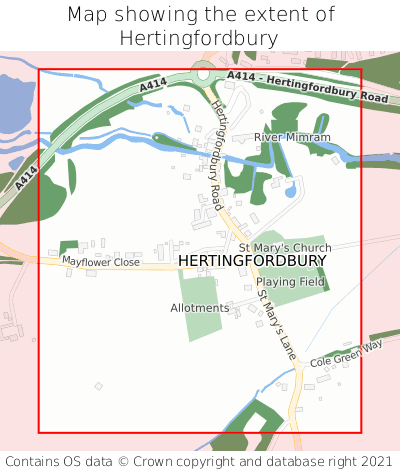 Map showing extent of Hertingfordbury as bounding box