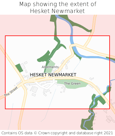 Map showing extent of Hesket Newmarket as bounding box
