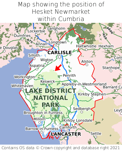Map showing location of Hesket Newmarket within Cumbria