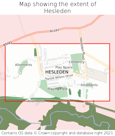 Map showing extent of Hesleden as bounding box