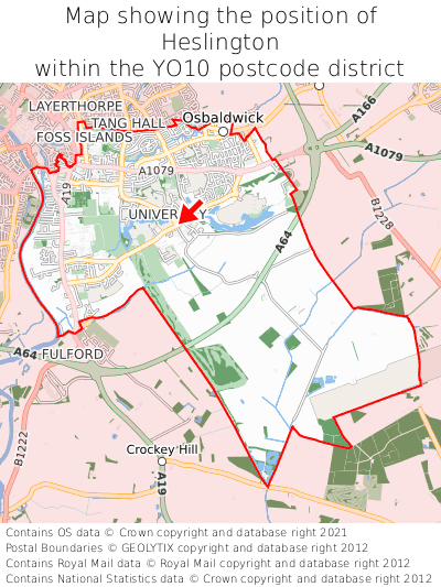 Map showing location of Heslington within YO10