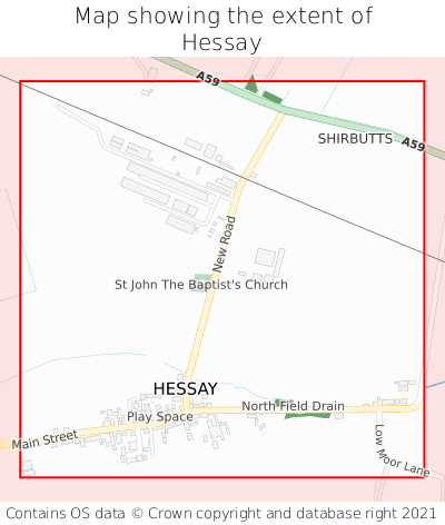 Map showing extent of Hessay as bounding box