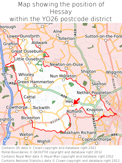 Map showing location of Hessay within YO26