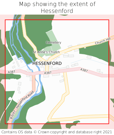 Map showing extent of Hessenford as bounding box
