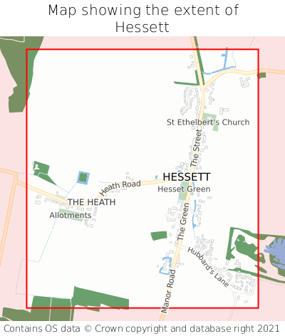 Map showing extent of Hessett as bounding box