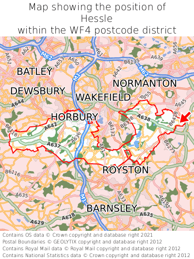 Map showing location of Hessle within WF4