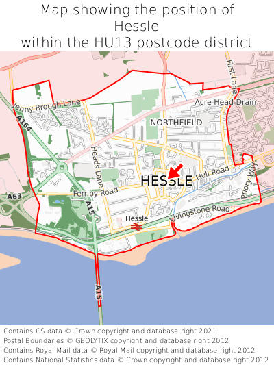 Map showing location of Hessle within HU13