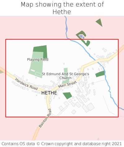 Map showing extent of Hethe as bounding box