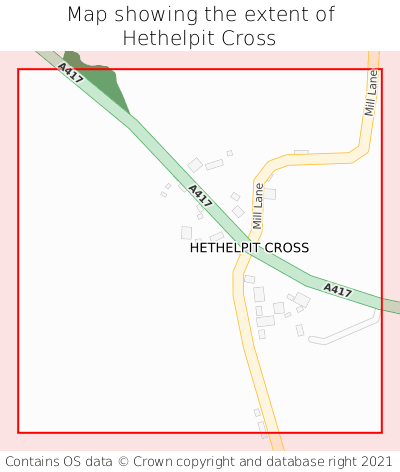 Map showing extent of Hethelpit Cross as bounding box
