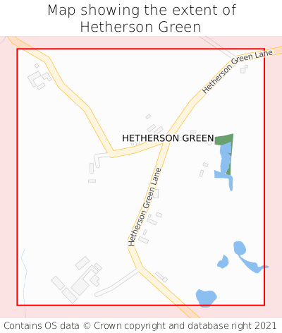 Map showing extent of Hetherson Green as bounding box