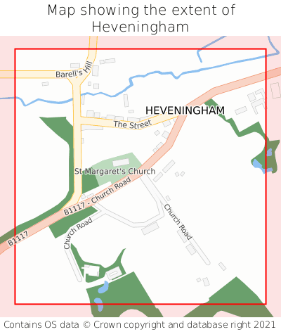 Map showing extent of Heveningham as bounding box
