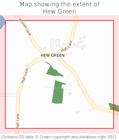 Map showing extent of Hew Green as bounding box