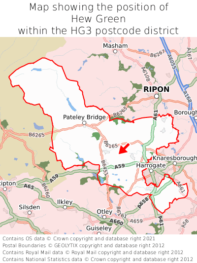 Map showing location of Hew Green within HG3