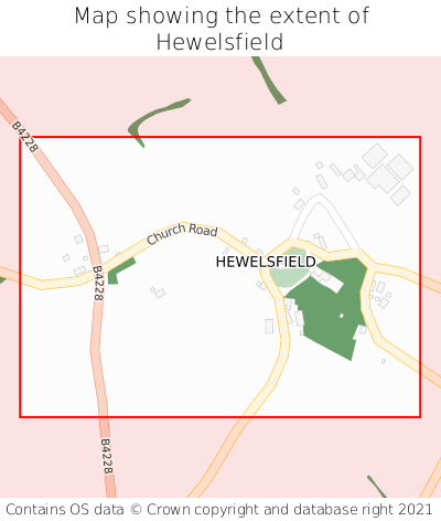 Map showing extent of Hewelsfield as bounding box