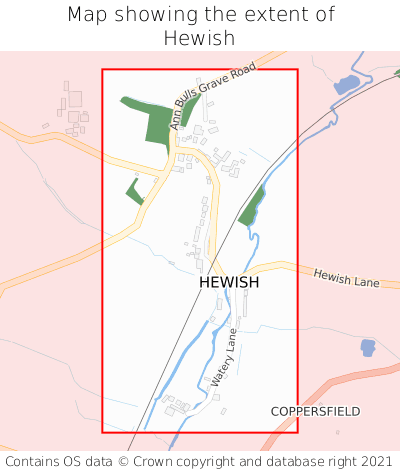 Map showing extent of Hewish as bounding box