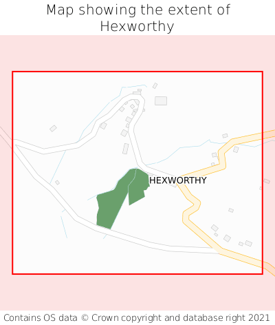Map showing extent of Hexworthy as bounding box