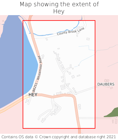 Map showing extent of Hey as bounding box