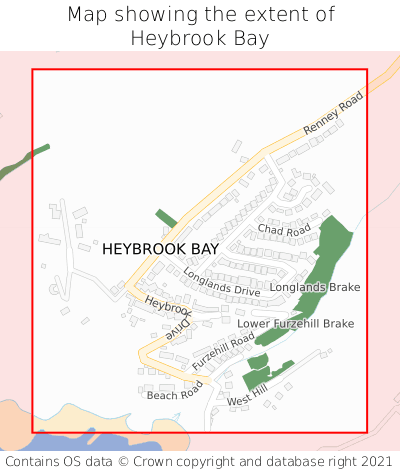 Map showing extent of Heybrook Bay as bounding box
