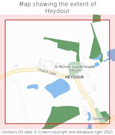 Map showing extent of Heydour as bounding box