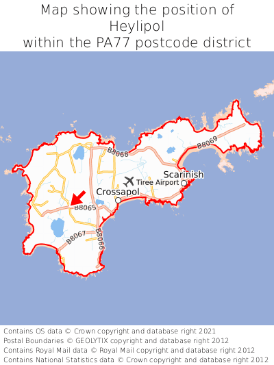 Map showing location of Heylipol within PA77