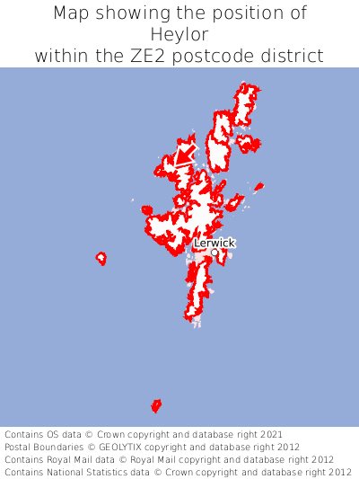 Map showing location of Heylor within ZE2