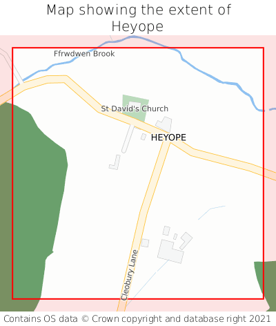 Map showing extent of Heyope as bounding box