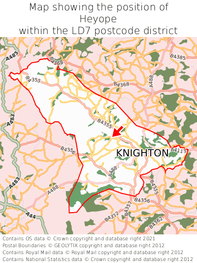 Map showing location of Heyope within LD7