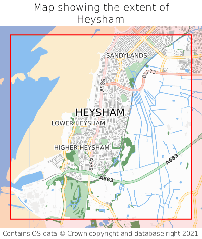 Map showing extent of Heysham as bounding box