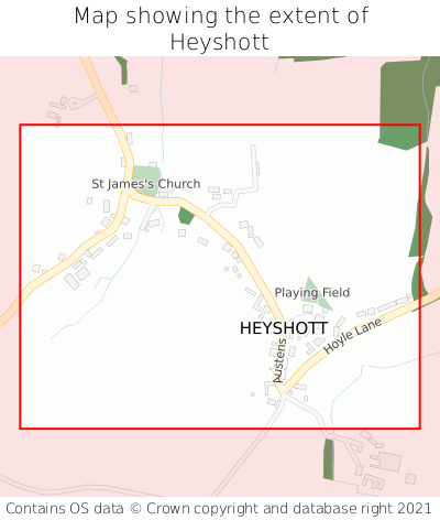 Map showing extent of Heyshott as bounding box