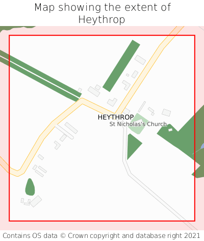Map showing extent of Heythrop as bounding box