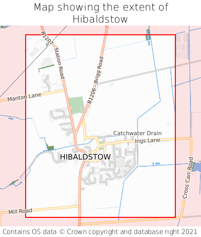 Map showing extent of Hibaldstow as bounding box