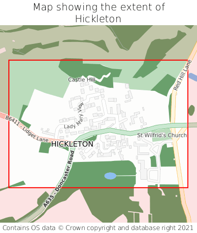 Map showing extent of Hickleton as bounding box