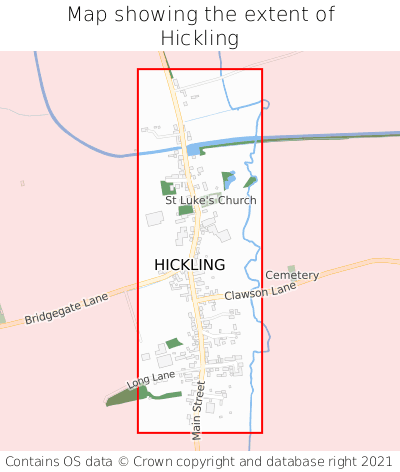 Map showing extent of Hickling as bounding box