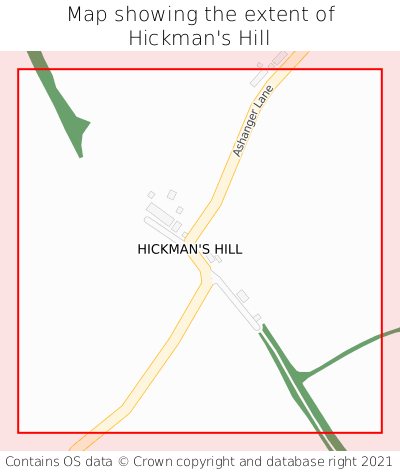 Map showing extent of Hickman's Hill as bounding box