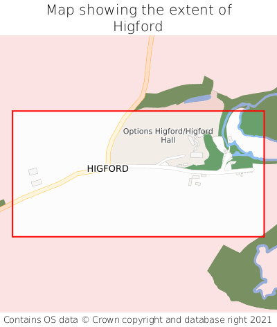 Map showing extent of Higford as bounding box