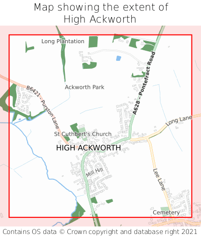 Map showing extent of High Ackworth as bounding box