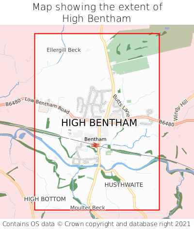 Map showing extent of High Bentham as bounding box